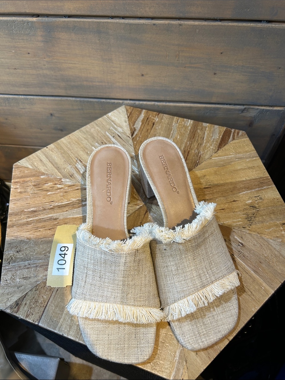 Bernardo Beige Fringe Slide Mules